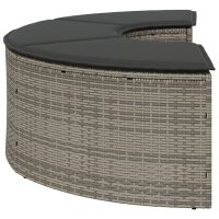 vidaXL Gartenhocker mit Kissen Grau Poly Rattan