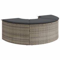 vidaXL Gartenhocker mit Kissen Grau Poly Rattan