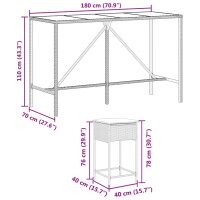 vidaXL 7-tlg. Gartenbar-Set mit Kissen Grau Poly Rattan