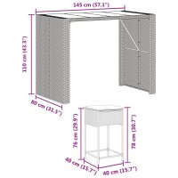 vidaXL 7-tlg. Gartenbar-Set mit Kissen Schwarz Poly Rattan