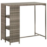 vidaXL 5-tlg. Gartenbar-Set mit Kissen Grau Poly Rattan