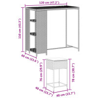 vidaXL 5-tlg. Gartenbar-Set mit Kissen Grau Poly Rattan