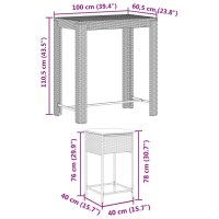 vidaXL 7-tlg. Gartenbar-Set mit Kissen Grau Poly Rattan