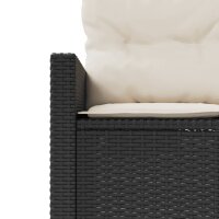 vidaXL Gartensofa mit Tisch und Kissen Halbrund Schwarz Poly-Rattan