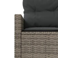 vidaXL Gartensofa mit Tisch und Kissen Rund Grau Poly Rattan