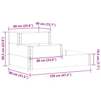 vidaXL Paletten-Aufsatzrahmen 3-fach 120x80 cm Massivholz Kiefer