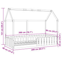 vidaXL Kinderbett 90x200 cm Massivholz Kiefer