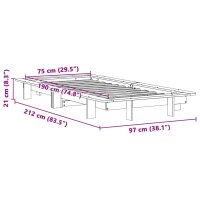 vidaXL Massivholzbett ohne Matratze Wei&szlig; 75x190 cm Kiefernholz