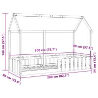 vidaXL Kinderbett Hausbett Wei&szlig; 80x200 cm Massivholz Kiefer