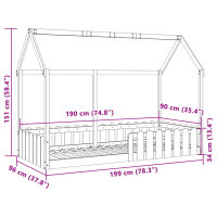 vidaXL Kinderbett Hausbett 90x190 cm Massivholz Kiefer