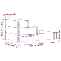 vidaXL Paletten-Aufsatzrahmen 3-fach Grau 120x80 cm Massivholz Kiefer