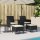 vidaXL Gartensofa 2-Sitzer mit Tisch und Hockern Schwarz Poly Rattan