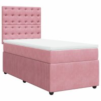 vidaXL Boxspringbett mit Matratze Rosa 100x200 cm Samt