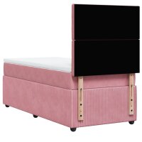 vidaXL Boxspringbett mit Matratze Rosa 100x200 cm Samt