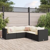 vidaXL 5-tlg. Garten-Lounge-Set mit Kissen Schwarz Poly...