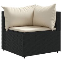 vidaXL 5-tlg. Garten-Lounge-Set mit Kissen Schwarz Poly Rattan