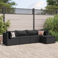 vidaXL 5-tlg. Garten-Lounge-Set mit Kissen Schwarz Poly...