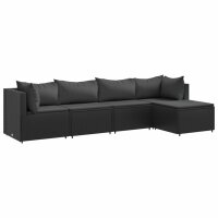 vidaXL 5-tlg. Garten-Lounge-Set mit Kissen Schwarz Poly...