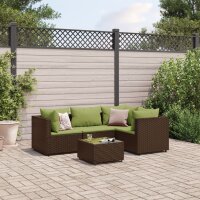 vidaXL 5-tlg. Garten-Lounge-Set mit Kissen Braun Poly Rattan