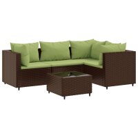 vidaXL 5-tlg. Garten-Lounge-Set mit Kissen Braun Poly Rattan