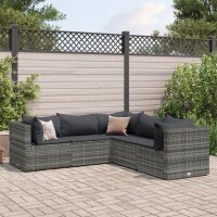 vidaXL 5-tlg. Garten-Lounge-Set mit Kissen Grau Poly Rattan