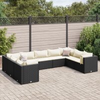 vidaXL 9-tlg. Garten-Lounge-Set mit Kissen Schwarz Poly Rattan