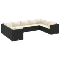 vidaXL 9-tlg. Garten-Lounge-Set mit Kissen Schwarz Poly Rattan