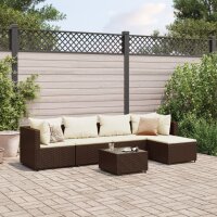 vidaXL 6-tlg. Garten-Lounge-Set mit Kissen Braun Poly Rattan