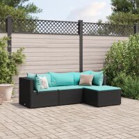 vidaXL 4-tlg. Garten-Lounge-Set mit Kissen Schwarz Poly...