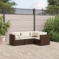 vidaXL 4-tlg. Garten-Lounge-Set mit Kissen Braun Poly Rattan