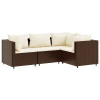 vidaXL 4-tlg. Garten-Lounge-Set mit Kissen Braun Poly Rattan