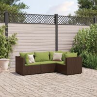 vidaXL 4-tlg. Garten-Lounge-Set mit Kissen Braun Poly Rattan