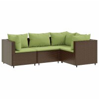 vidaXL 4-tlg. Garten-Lounge-Set mit Kissen Braun Poly Rattan