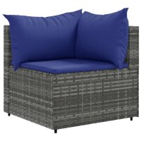 vidaXL 6-tlg. Garten-Lounge-Set mit Kissen Grau Poly Rattan