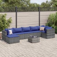 vidaXL 8-tlg. Garten-Lounge-Set mit Kissen Grau Poly Rattan