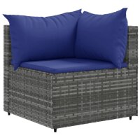 vidaXL 8-tlg. Garten-Lounge-Set mit Kissen Grau Poly Rattan