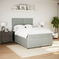 vidaXL Boxspringbett mit Matratze Hellgrau 140x190 cm Samt