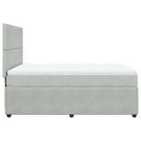 vidaXL Boxspringbett mit Matratze Hellgrau 140x190 cm Samt