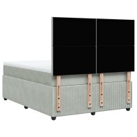 vidaXL Boxspringbett mit Matratze Hellgrau 140x190 cm Samt