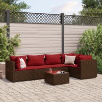 vidaXL 6-tlg. Garten-Lounge-Set mit Kissen Braun Poly Rattan