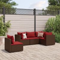 vidaXL 5-tlg. Garten-Lounge-Set mit Kissen Braun Poly Rattan