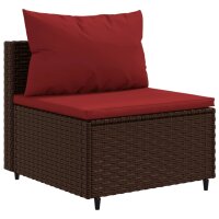 vidaXL 5-tlg. Garten-Lounge-Set mit Kissen Braun Poly Rattan