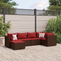 vidaXL 6-tlg. Garten-Lounge-Set mit Kissen Braun Poly Rattan