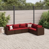 vidaXL 6-tlg. Garten-Lounge-Set mit Kissen Braun Poly Rattan