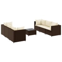 vidaXL 7-tlg. Garten-Lounge-Set mit Kissen Braun Poly Rattan