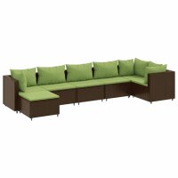 vidaXL 7-tlg. Garten-Lounge-Set mit Kissen Braun Poly Rattan