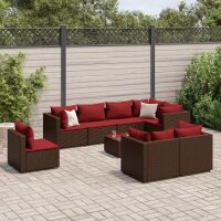 vidaXL 9-tlg. Garten-Lounge-Set mit Kissen Braun Poly Rattan