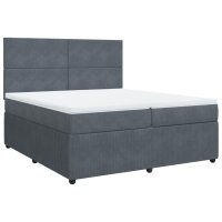 vidaXL Boxspringbett mit Matratze Dunkelgrau 200x200 cm Samt