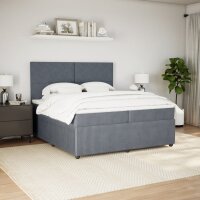 vidaXL Boxspringbett mit Matratze Dunkelgrau 200x200 cm Samt