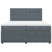 vidaXL Boxspringbett mit Matratze Dunkelgrau 200x200 cm Samt